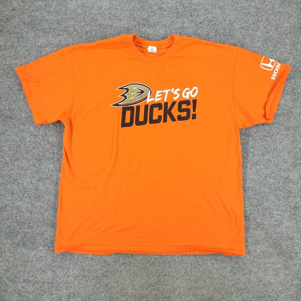 Anaheim Ducks Shirt Men XL Orange NHL Hockey Logo Graphic Tee Short Sleeve Adult